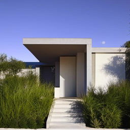 A modern home with distinct side stairs, portraying contemporary architecture