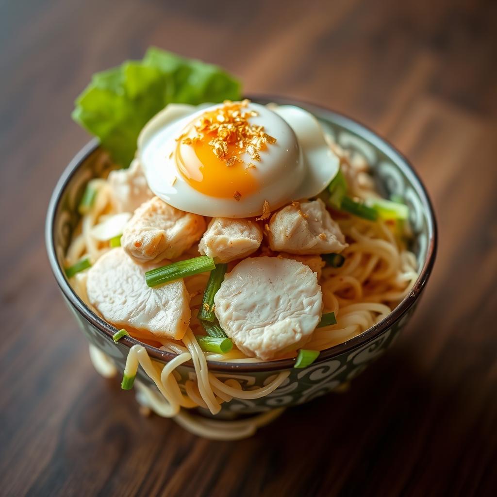 A luxurious and exquisite bowl of Mie Ayam, priced at 100,000 Indonesian Rupiahs