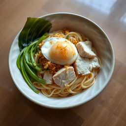 A luxurious and exquisite bowl of Mie Ayam, priced at 100,000 Indonesian Rupiahs