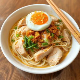 A luxurious and exquisite bowl of Mie Ayam, priced at 100,000 Indonesian Rupiahs