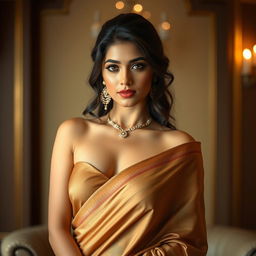 A captivating and glamorous South Indian actress posing in a semi-nude photoshoot