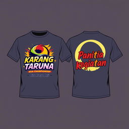 Front and back T-shirt design for the organizing committee of the "Karang Taruna Championship"