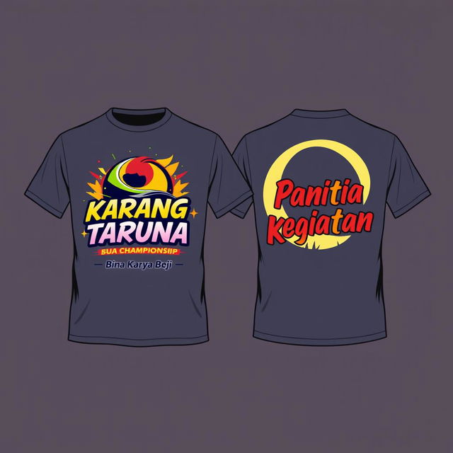 Front and back T-shirt design for the organizing committee of the "Karang Taruna Championship"