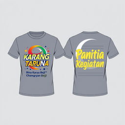 Front and back T-shirt design for the organizing committee of the "Karang Taruna Championship"