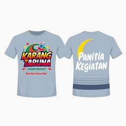 Front and back T-shirt design for the organizing committee of the "Karang Taruna Championship"