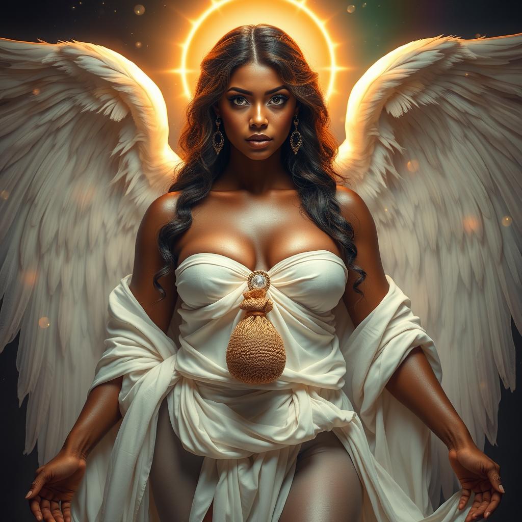 A celestial and exquisite full-body depiction of Sophia, the angelic bride of God