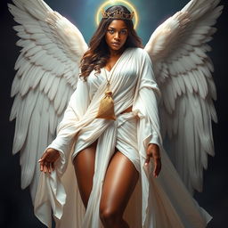 A celestial and exquisite full-body depiction of Naomh Eagna, the angelic bride of God