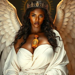 A celestial and exquisite full-body depiction of Naomh Eagna, the angelic bride of God