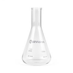 A 250ml graduated Erlenmeyer flask made of glass, featuring the "RBRVidros" logo prominently