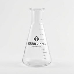 A 250ml graduated Erlenmeyer flask made of glass, featuring the "RBRVidros" logo prominently