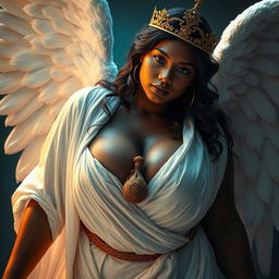 A celestial and exquisite full-body depiction of Naomh Eagna, the angelic bride of God