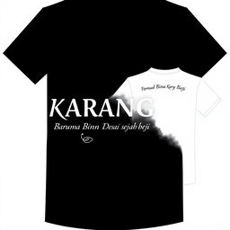 Front and back T-shirt design featuring the name "Karang Taruna Bina Karya Beji" with the theme "Pemuda Berkarya Desa Sejahtera"