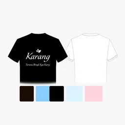 Front and back T-shirt design featuring the name "Karang Taruna Bina Karya Beji" with an emphasis on simplicity and elegance