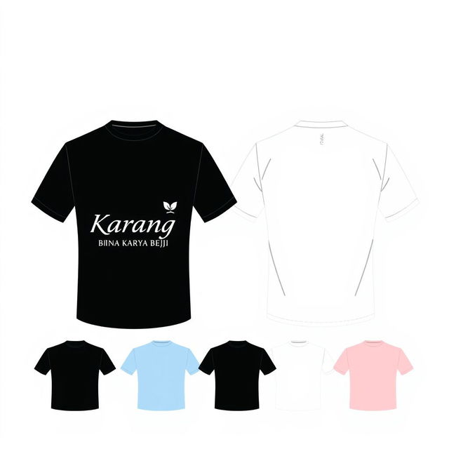 Front and back T-shirt design featuring the name "Karang Taruna Bina Karya Beji" with an emphasis on simplicity and elegance