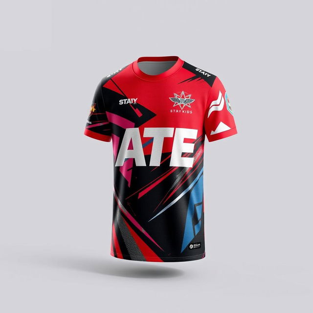 A short-sleeve jersey design inspired by the K-pop group Stray Kids and their album "ATE"