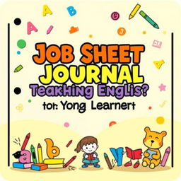 A bright and engaging journal cover for a job sheet, tailored for teaching English to young learners