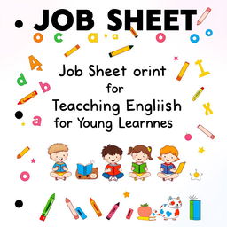 A bright and engaging journal cover for a job sheet, tailored for teaching English to young learners