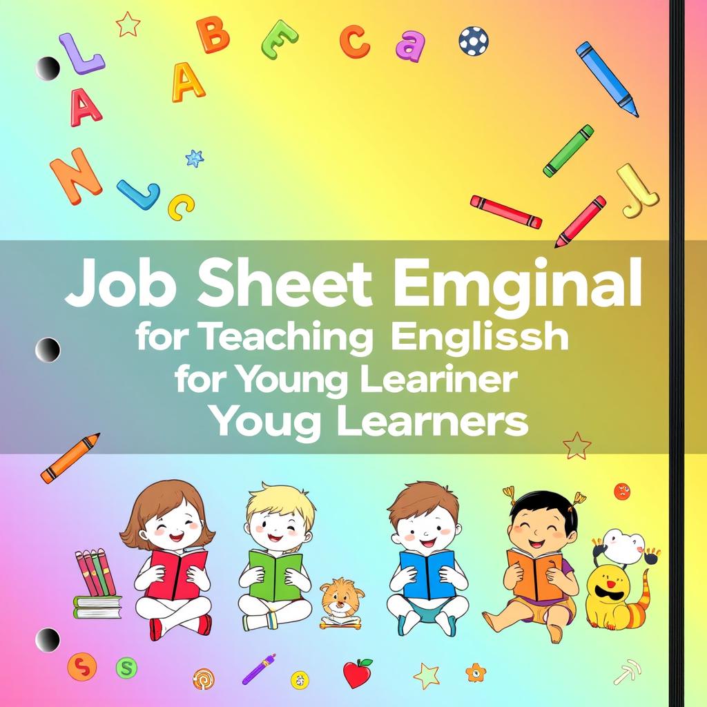 A bright and engaging journal cover for a job sheet, tailored for teaching English to young learners