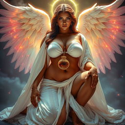 A celestial and exquisite full-body depiction of Naomh Eagna, the angelic bride of God