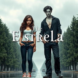 A book cover for 'Estrela Polar', depicting a rainy, cloudy city environment