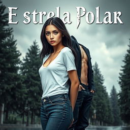 A book cover for 'Estrela Polar', set in a rainy and cloudy city