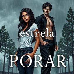 A book cover for 'Estrela Polar', set in a rainy, cloudy city