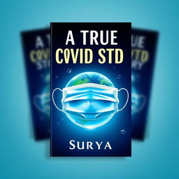 A captivating book cover for the title "A True Covid Story" written by Surya