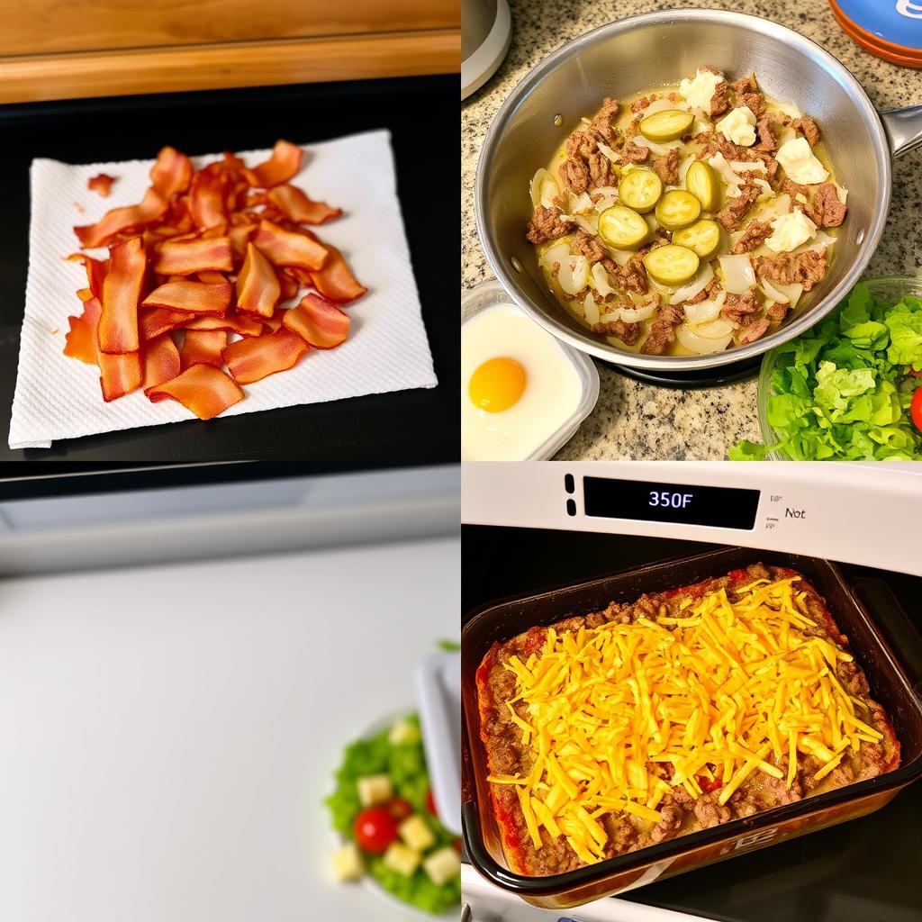 A homey kitchen scene featuring a delicious casserole being prepared