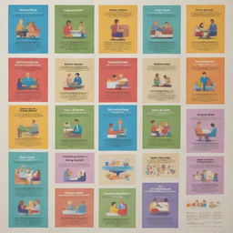 A vibrant, inspiring poster featuring a variety of adult responsibilities such as job, health, finance, and relationships, emphasizing the importance of responsible adulthood.