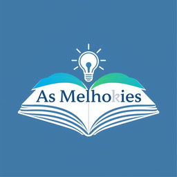 A clean and modern logo design featuring an open book with pages forming a gradient from blue to green, symbolizing knowledge and growth, with the bold and stylish text 'As Melhores Dicas' integrated into the design