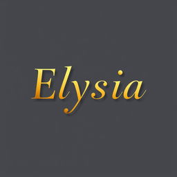 The word 'Elysia' elegantly written in a classic serif font with a soft gold or silver fill