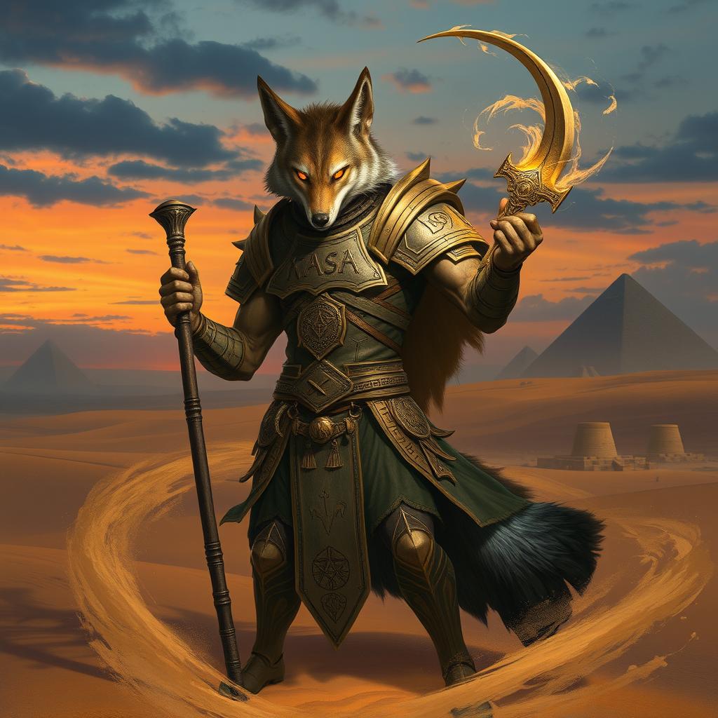 Valar The Jackal, a legendary fantasy figure, stands poised with an air of mystery and power