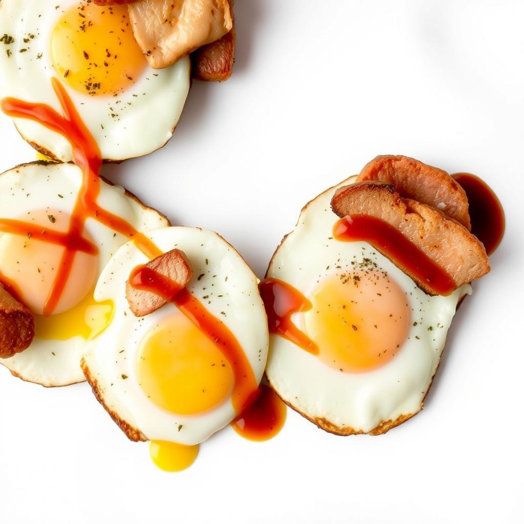 A delightful and visually appealing image of a ketogenic meal featuring gourmet fried eggs