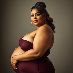 A tasteful portrayal of a BBW with a focus on her confidence and natural beauty