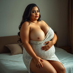 A tasteful portrayal of a BBW with a focus on her confidence and natural beauty