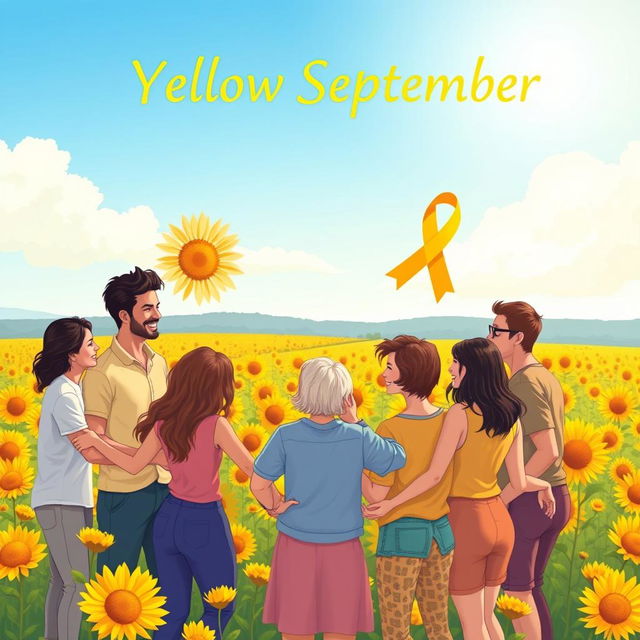 A vibrant and colorful illustration representing Yellow September, a month dedicated to suicide prevention