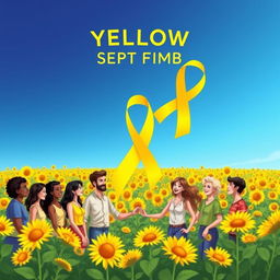 A vibrant and colorful illustration representing Yellow September, a month dedicated to suicide prevention