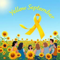 A vibrant and colorful illustration representing Yellow September, a month dedicated to suicide prevention