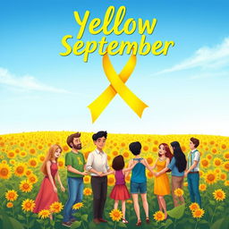 A vibrant and colorful illustration representing Yellow September, a month dedicated to suicide prevention