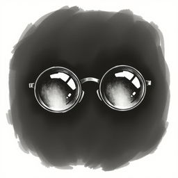 A hand-drawn illustration of round glasses in a dark setting