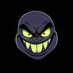 A cartoon-style illustration of an evil grin glowing in the darkness