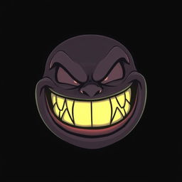 A cartoon-style illustration of an evil grin glowing in the darkness