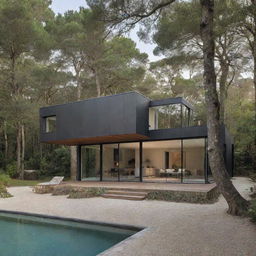 The old charming house is now transformed into a sleek, modern dwelling, while keeping its charm, situated in either a tranquil forest or a serene beach.