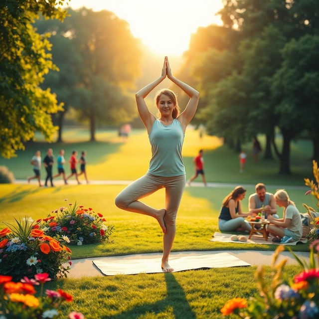 A vibrant and energetic depiction of a person choosing a healthy lifestyle