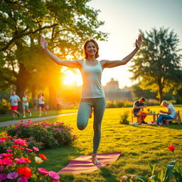 A vibrant and energetic depiction of a person choosing a healthy lifestyle