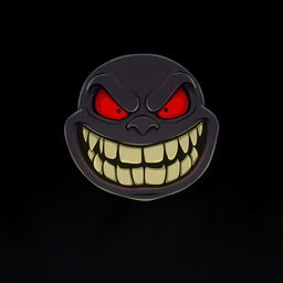 A cartoon-style illustration featuring only an evil grin, floating in the darkness without a face