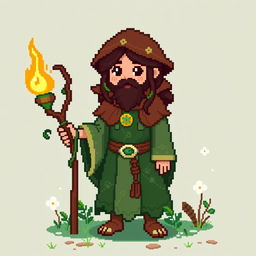 A pixel art character of a druid in the style of Stardew Valley