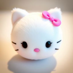 A cute small Hello Kitty with beautiful eyes and a lovely mouth, exuding a charming and adorable appearance.