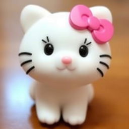 A cute small Hello Kitty with beautiful eyes and a lovely mouth, exuding a charming and adorable appearance.