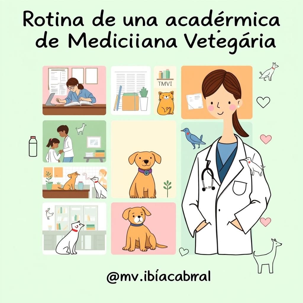 A vibrant and engaging Instagram post for a veterinary medicine student account